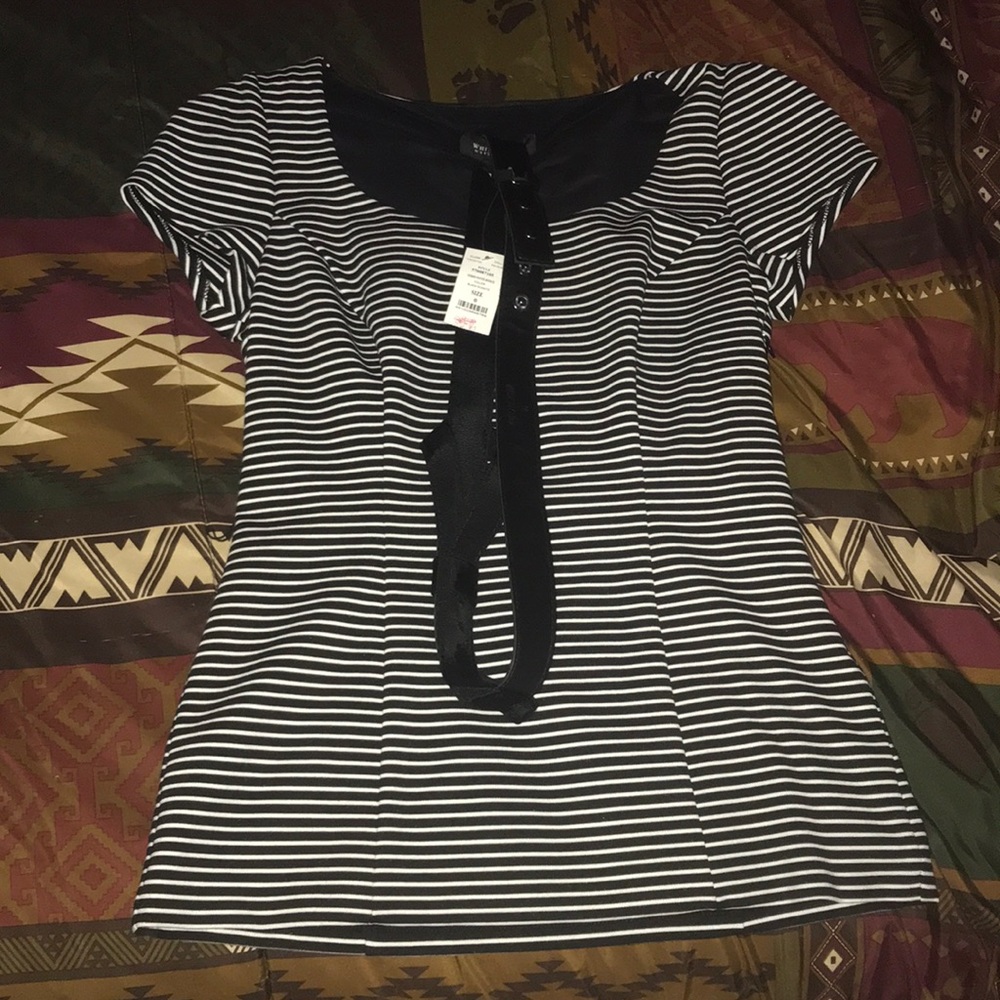 Stripe ponte bodice bulk/wht sz 0 White House/B